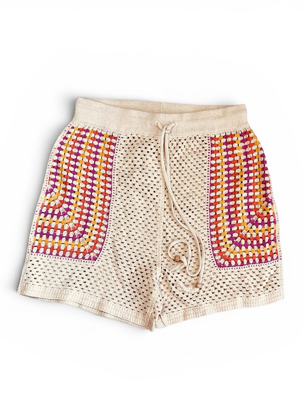 House of Harlow Women’s Sz M NWT Crochet Shorts High Rise Pull On Granny Square